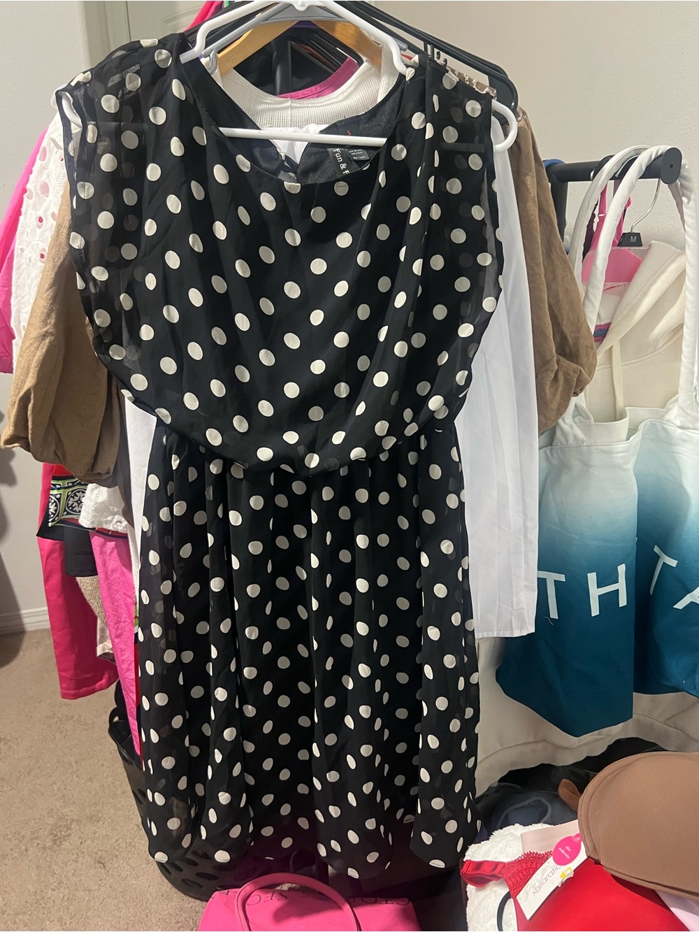 Fun & Flirt Black and White Polka Dot Casual Dress